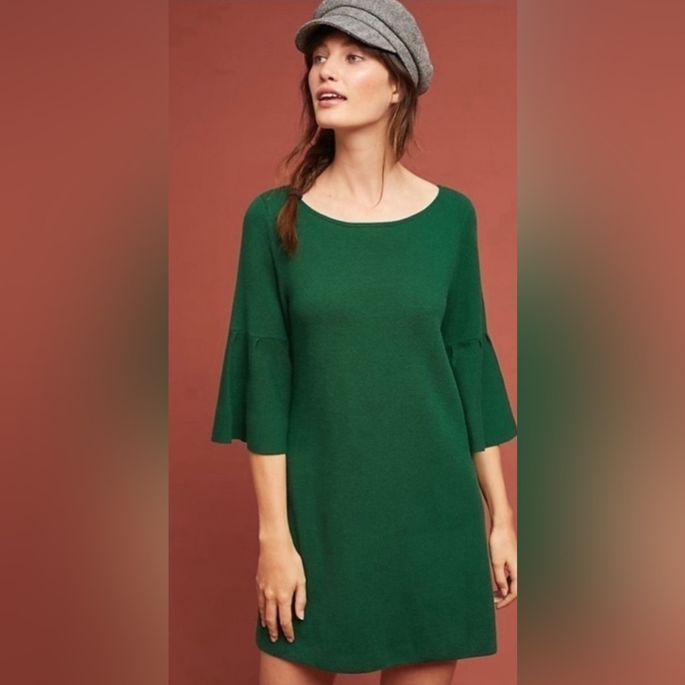 Moth by Anthropologie Green Sweater Dress Tunic